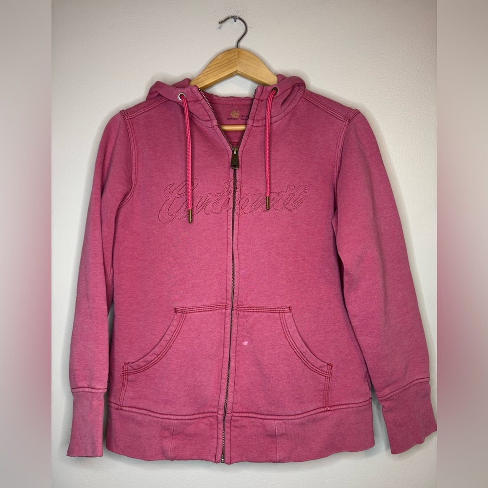 Carhartt Zip Hoodie Women's S Pink Logo Sweatshirt